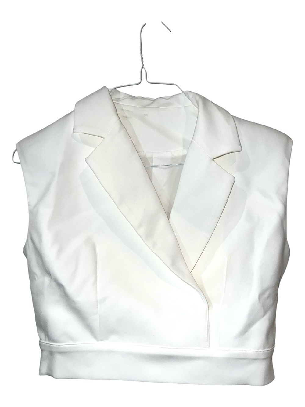 COMMENSE Cropped Wide-Shoulder Waist-Cinching Blazer Vest NWT White XL - Picture 5 of 12